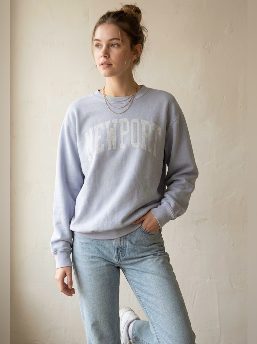 JOHN GALT Crewneck Sweatshirt | Cotton| Newport | Light Grey-Blue/Periwinkle